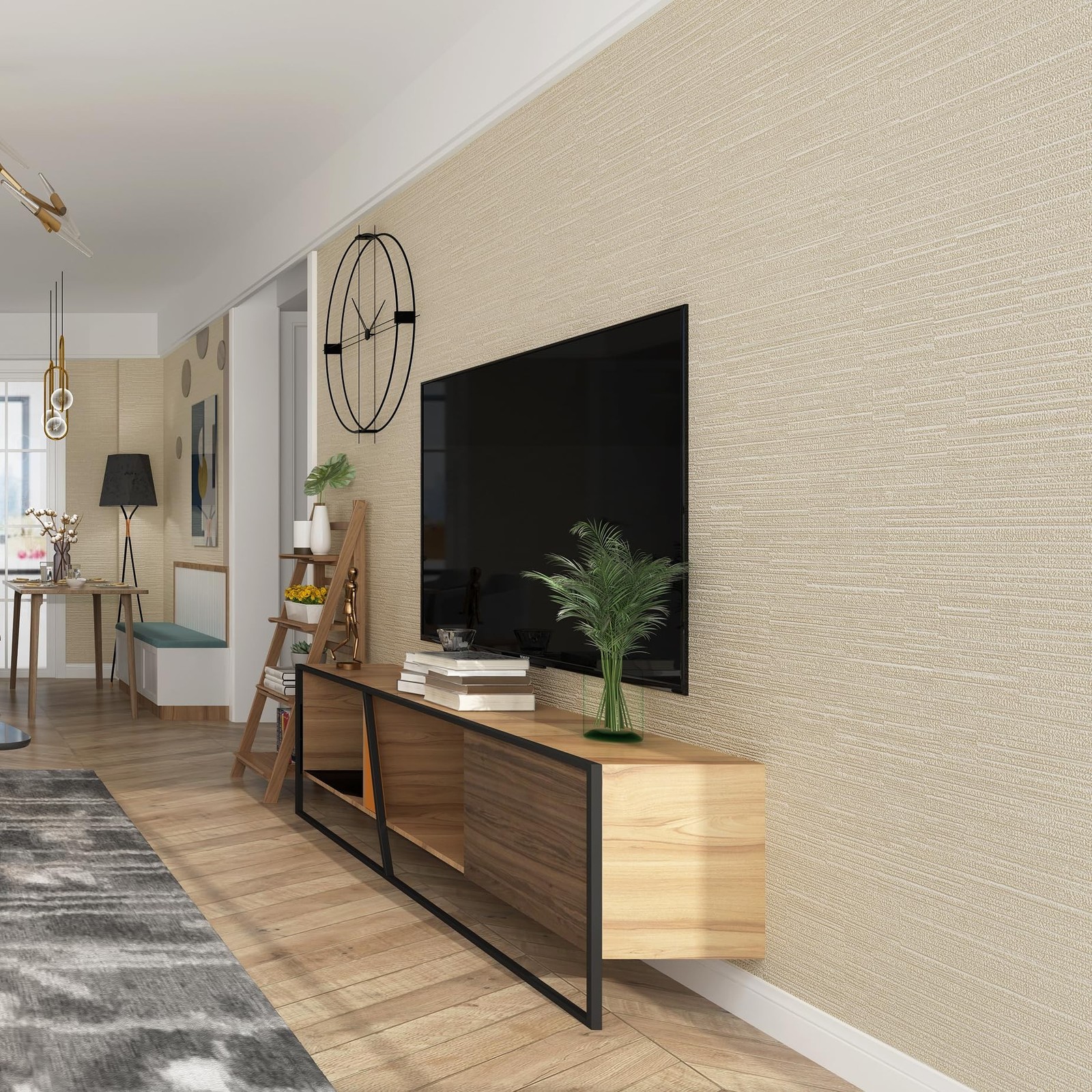 Haimin Grasscloth Wallpaper Peel and Stick 20.9in X 393in Fabric Contact Pape…