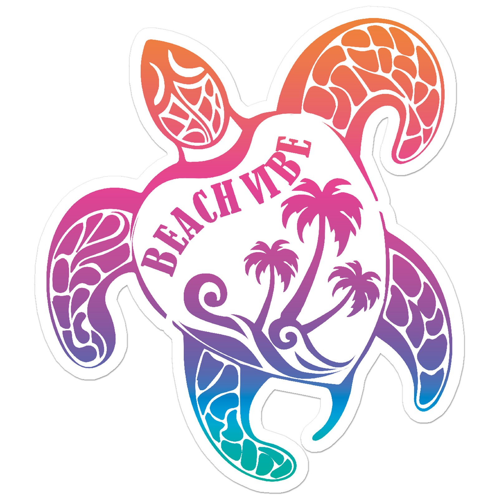 Beach Vibe Turtle – Vinyl Decal Sticker – Car Window Laptop – ebn8760