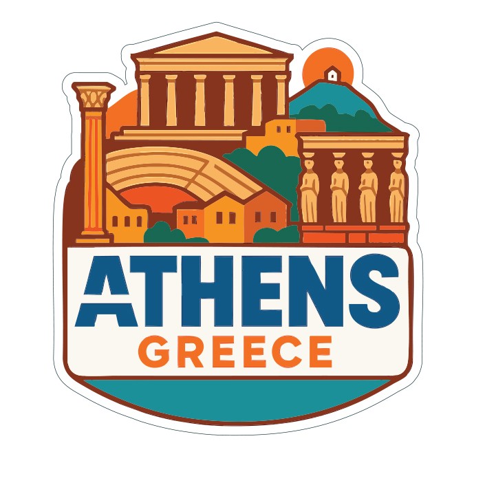 Athens Greece Sticker Decal Vinyl Die-Cut City Skyline Landmark Design
