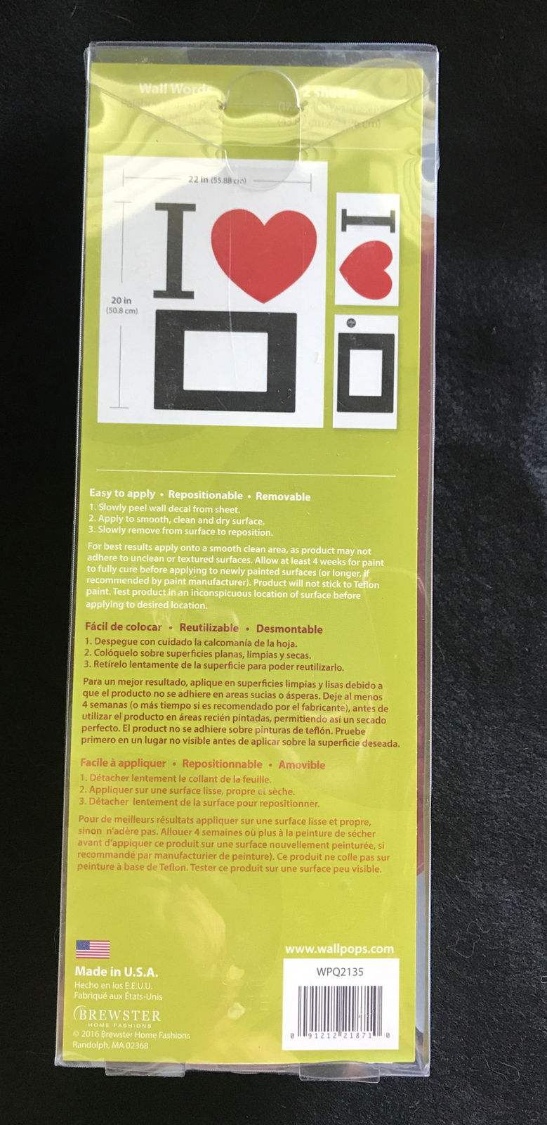 Wall Pops Wall Words – I (heart) Photo Frame – Peel & stick & it's removable!