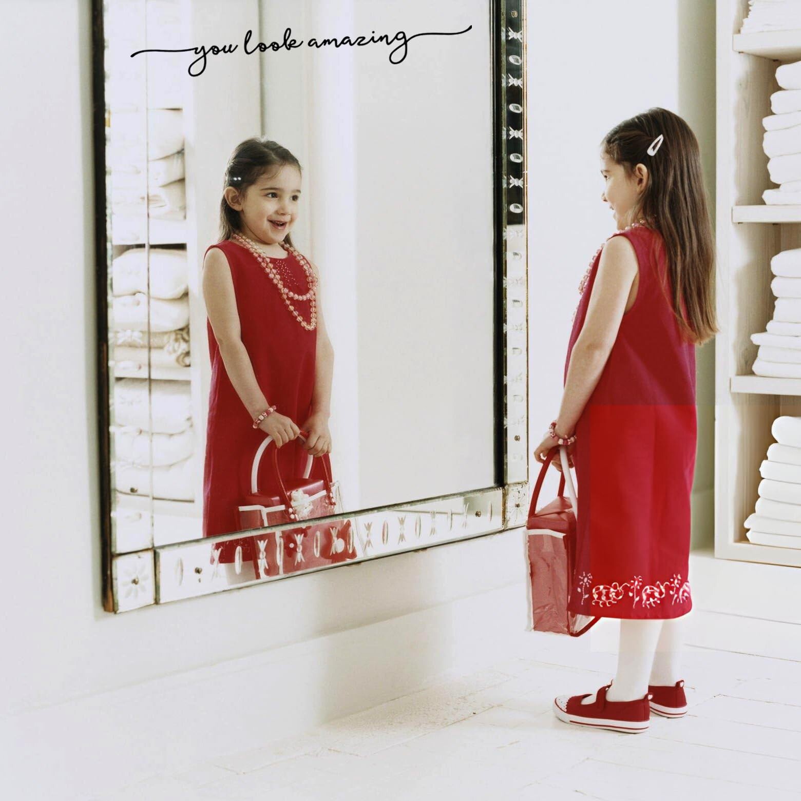 You Look Amazing Mirror Decal – 18 x 2.5 Inch Mirror Vinyl,Bathroom Decor,Slo…