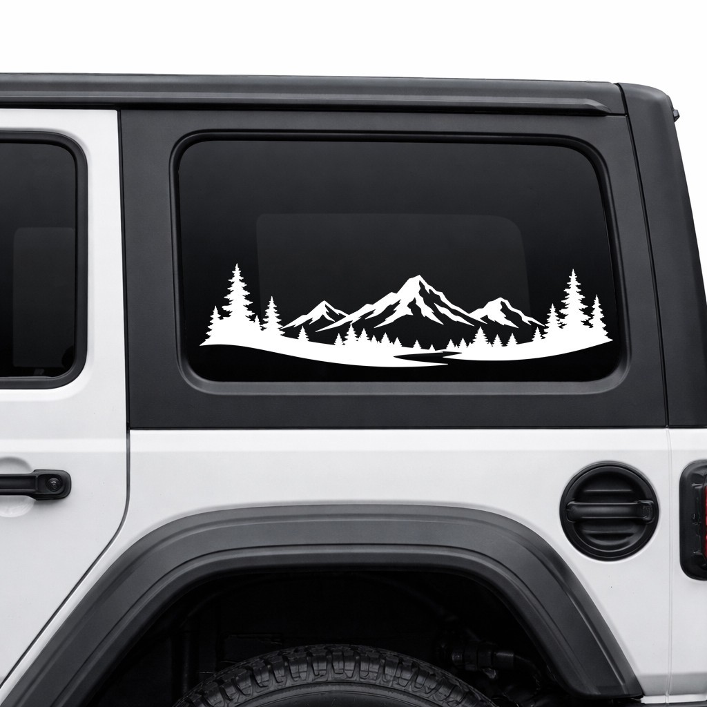 Mountain Forest Scene V21 Vinyl Decal Wilderness Camping Outdoor RV Camper Truck