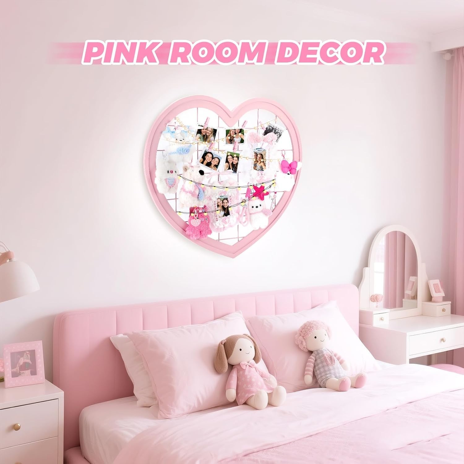 Stylish Heart-Shaped Wire Wall Grid Panel for Photos – Perfect for Teen Rooms