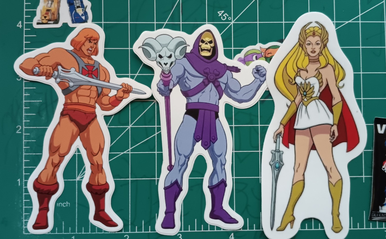 HE-MAN X SKELETOR X SHERA X VYNIL DIE-CUT STICKER LOT OF 4 X 4X4