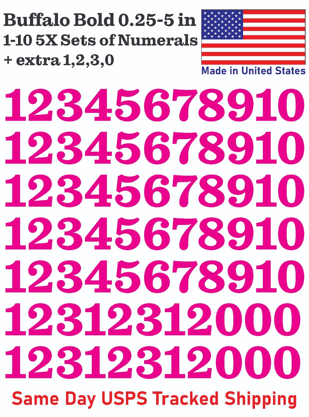 5X 0-10 80+ Buffalo Bold Decal Sticker Numbers – for Mailbox, Address, Lockers