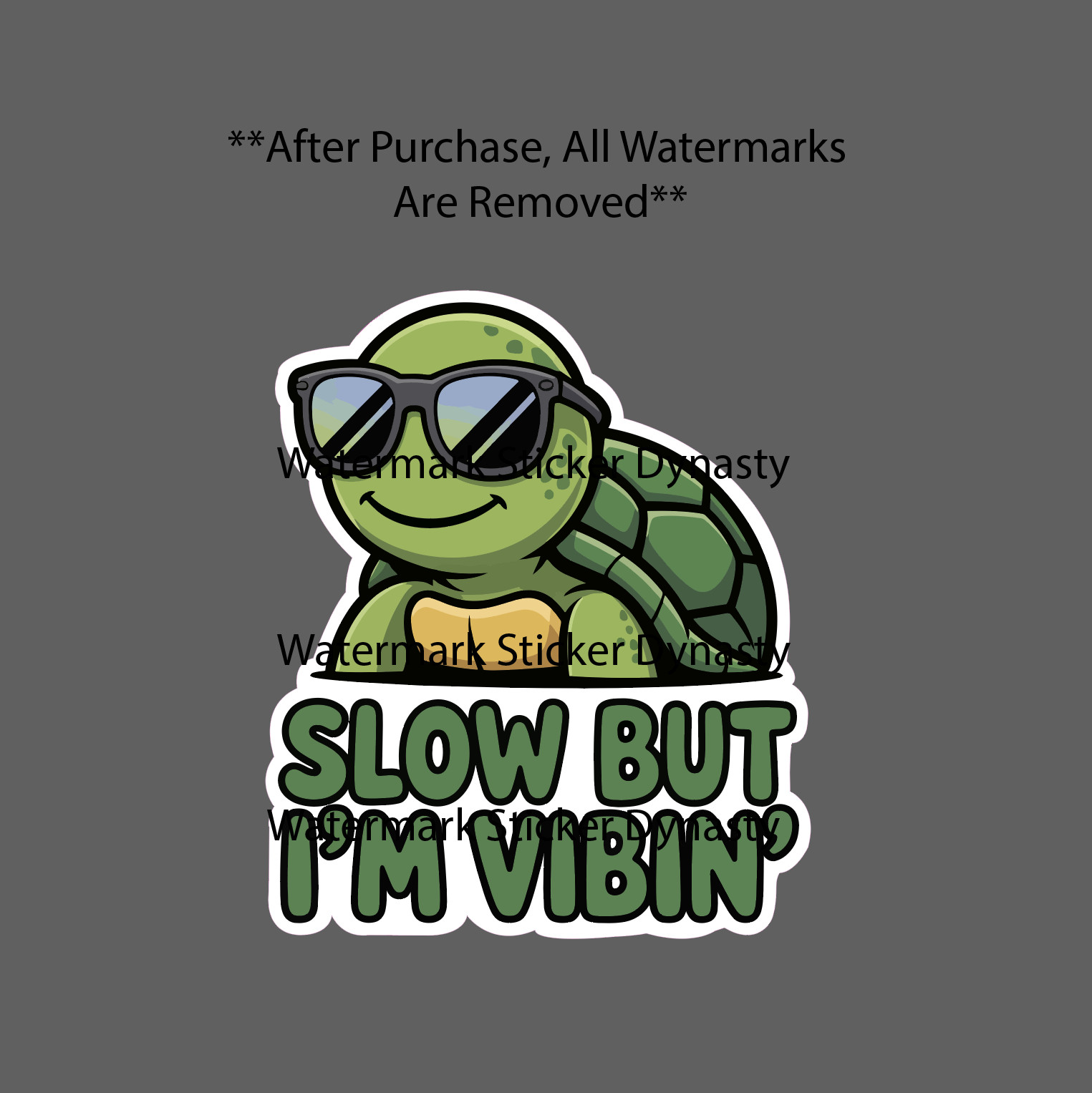 Slow But I'm Vibin' Sticker Waterproof Decal Turtle Cool Animal Kawaii Gift NEW