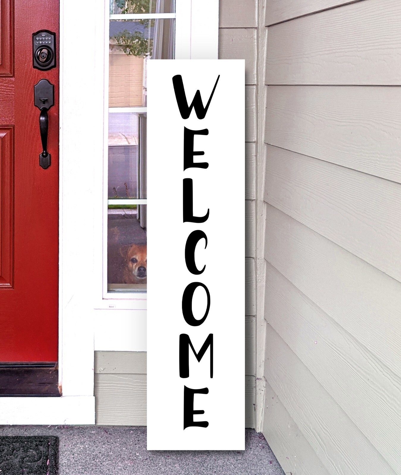 Welcome Vertical Vinyl Decal V11 – Front Porch Home – Die Cut Sticker