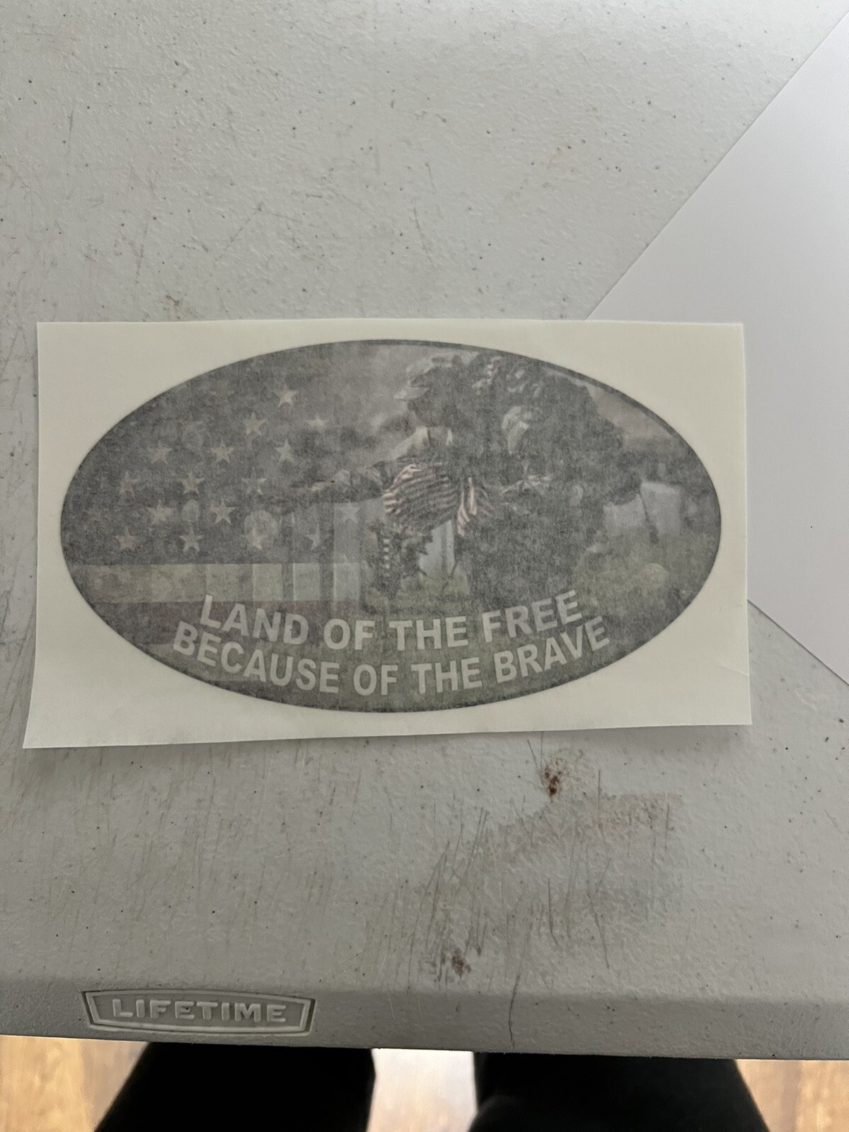 Home Of The Free Because Of The Brave Decal 4×7 Air Egress Vinyl
