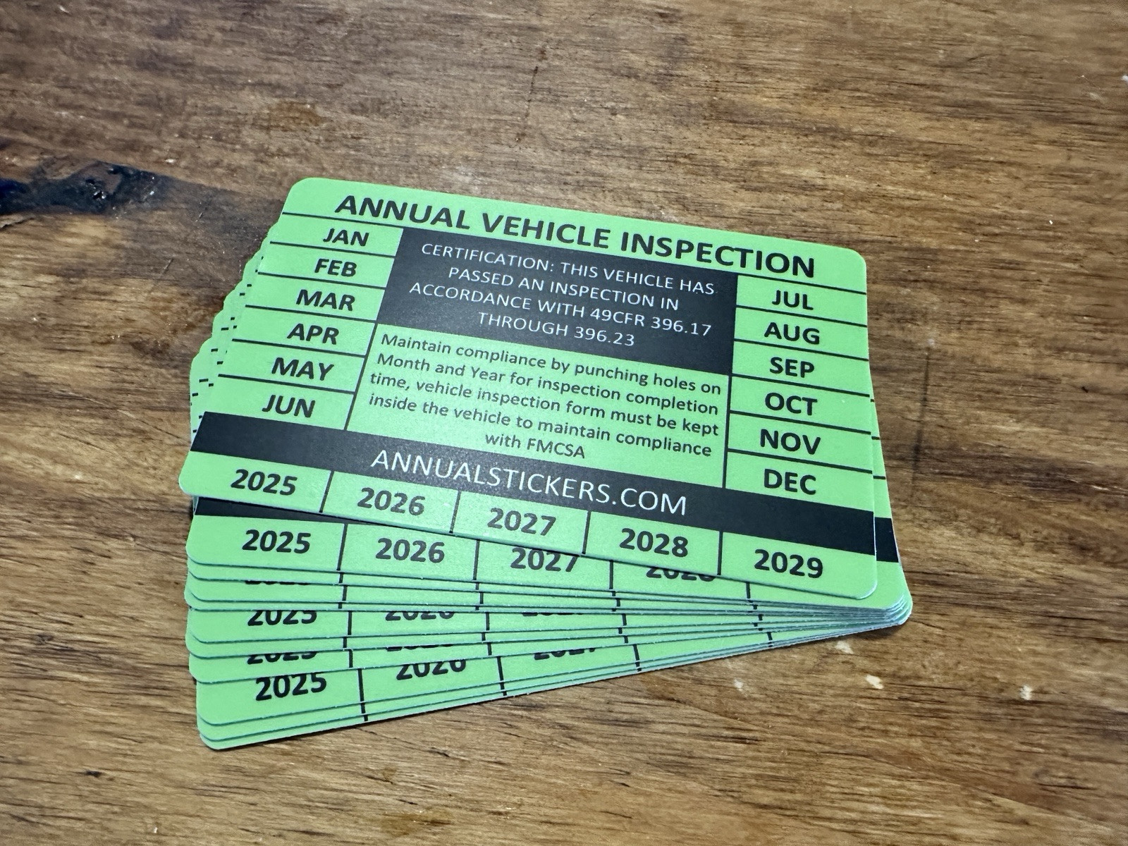 10 Pack Annual Vehicle Inspection Decal Sticker Trucks Trailers Semi Dot green