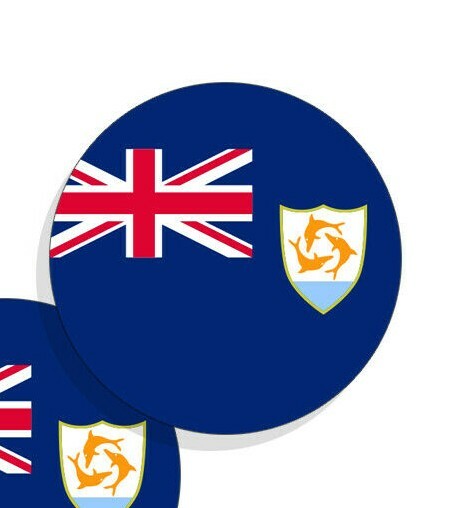 Anguilla Flag Stickers Flag Decals Vinyl Indoor Outdoor Stickers Round Set of 4