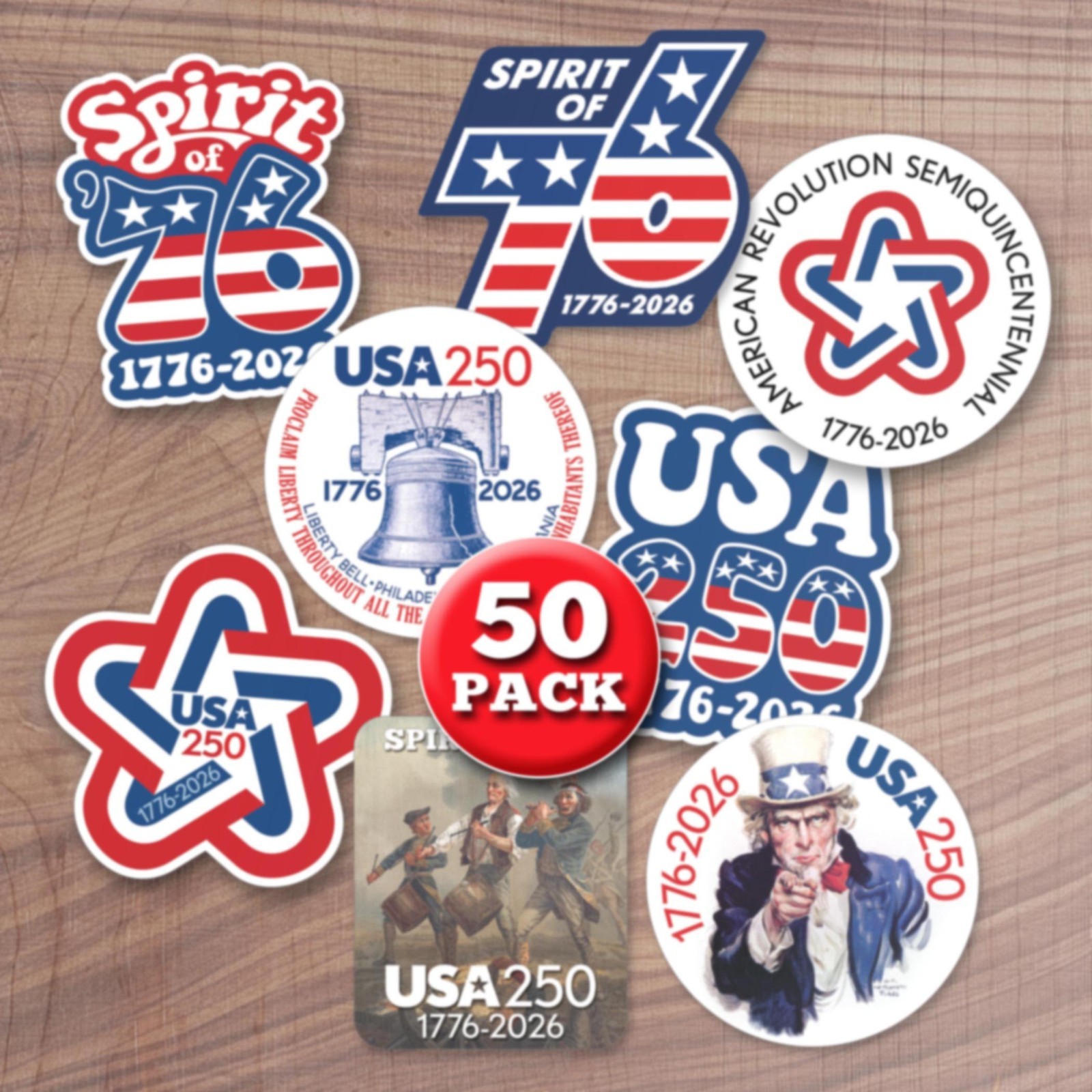 USA Die Cut Stickers – vinyl decals America, Semiquincentennial, 250 Freedom