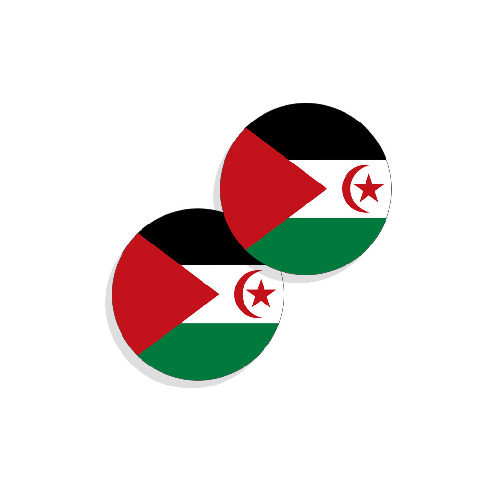 Sahrawi Arab Democratic Republic Flag Stickers Flag Decals Vinyl Round Set of 4