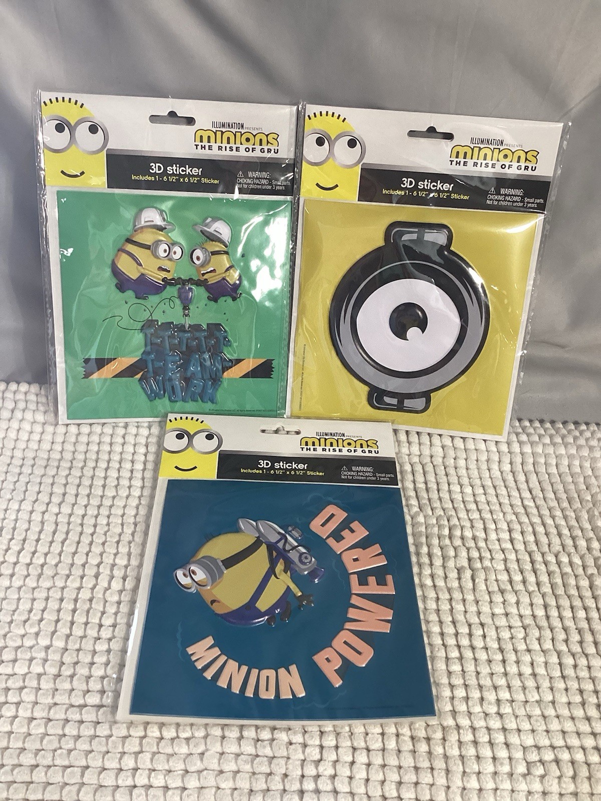 Minions Illumination The Rise Of Gru XL 3D Sticker Set New Sealed 6.5 x 6.5” Ea