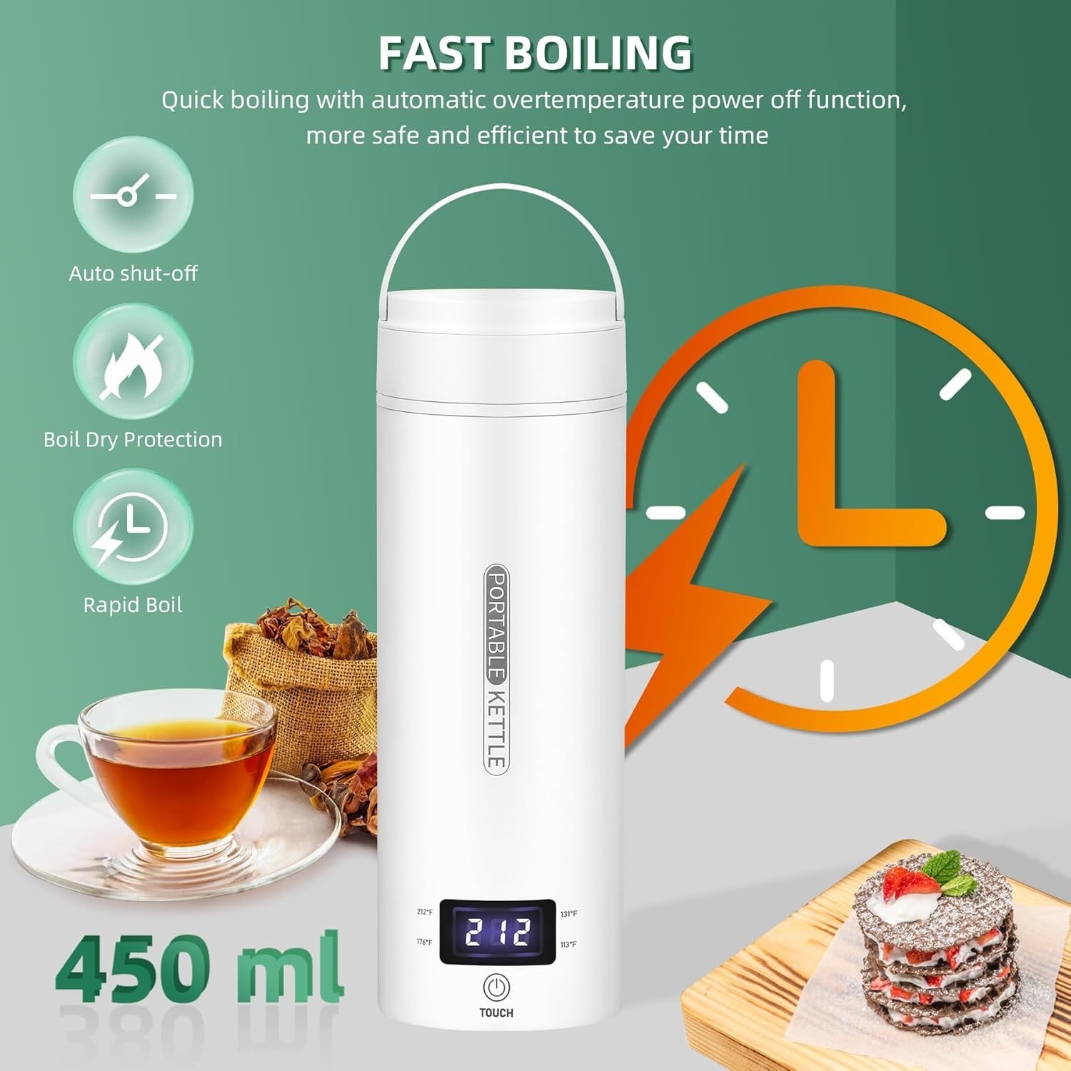 Travel Electric Kettle Small Portable Mini Water Boiler with 4 Temp Control