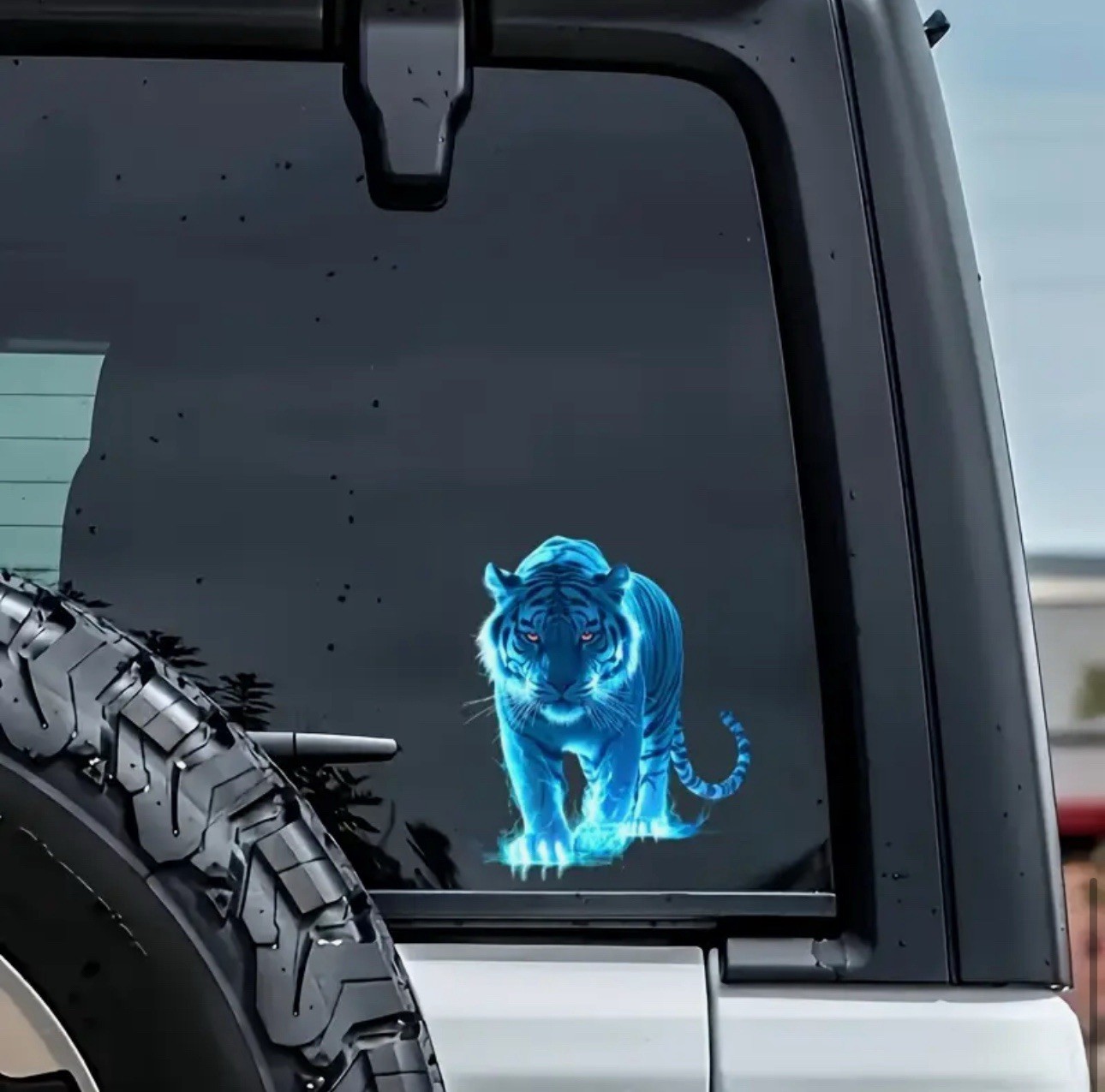 LED NEON BLUE TIGER CAT FELINE 5.5” INCH VINYL STICKER DECAL 1PC