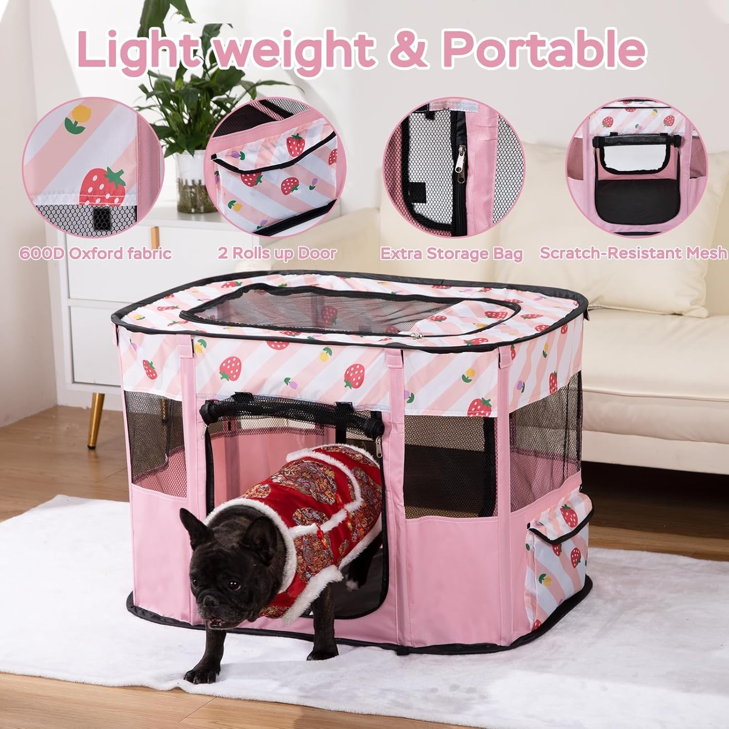 Portable Pet Cat Playpen,Cat Cages Indoor Collapsible Dog Crates Tent Kennel Pla