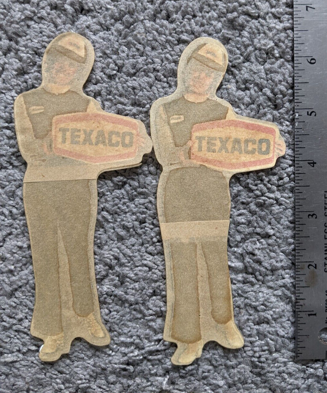 VTG RARE 2x 1960s TEXACO GAS STATION ATTENDANT WINDOW STICKER 7" ORIGINAL UNUSED