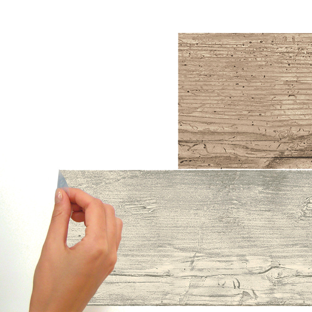 Distressed Rustic Brown Tan Taupe Shiplap Wood Planks Peel and Stick Wall Decals
