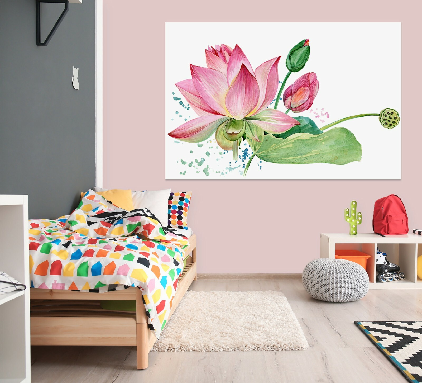 3D Pink Lotus Leaf B527 Wall Stickers Vinyl Wallpaper Mural Wall Murals Amy