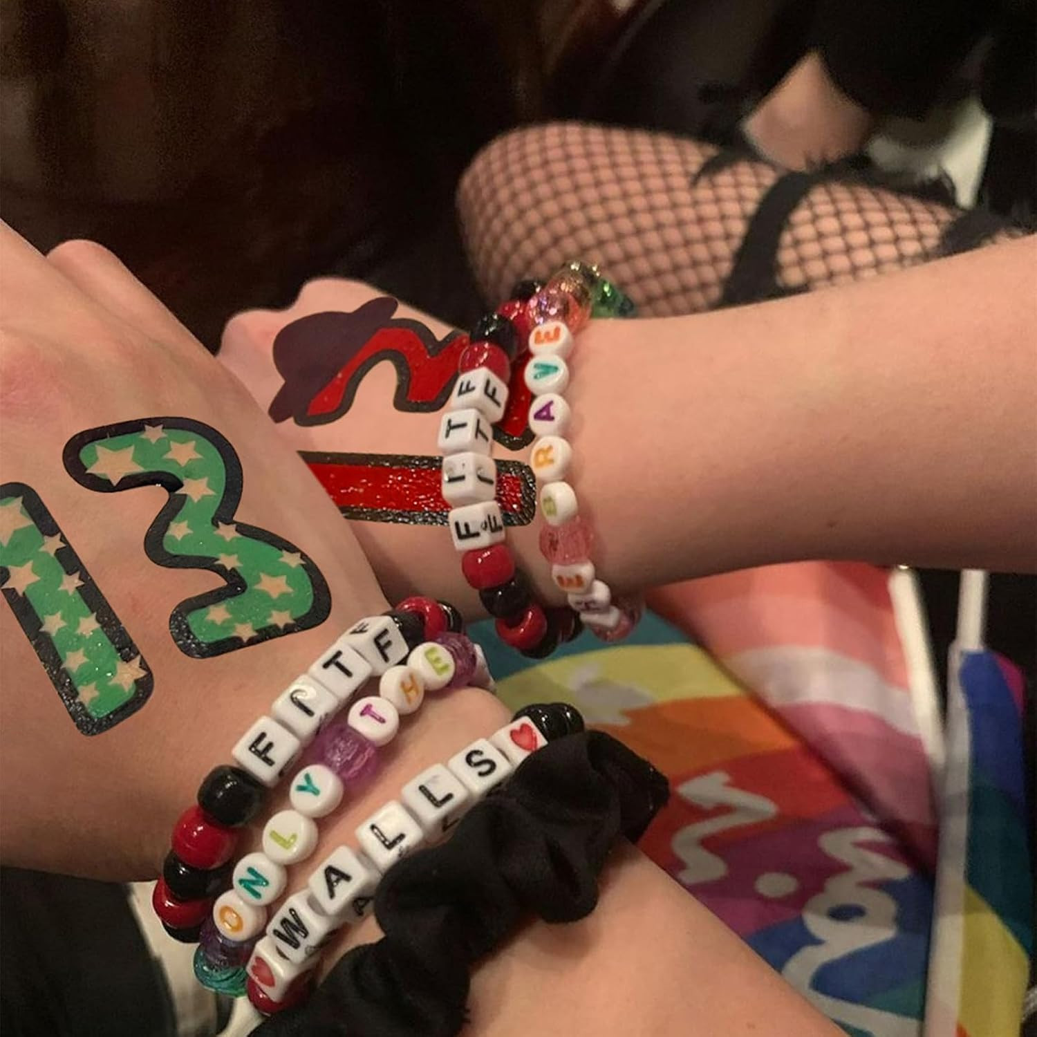 Glow in the Dark Number 13 Tattoo Stickers for Swifties- 48 Pack (32 Glow + 16 R