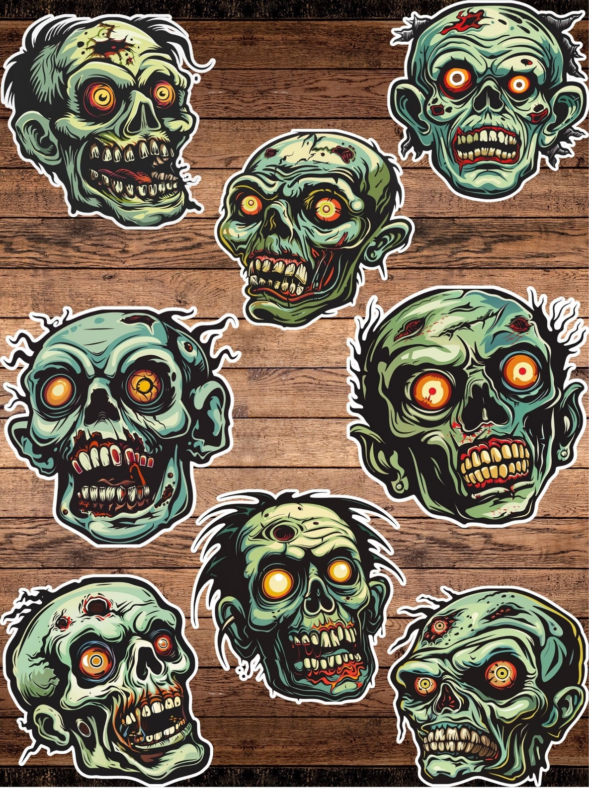 Zombie Die Cut Sticker Set Laptop Sticker Water Bottle Sticker