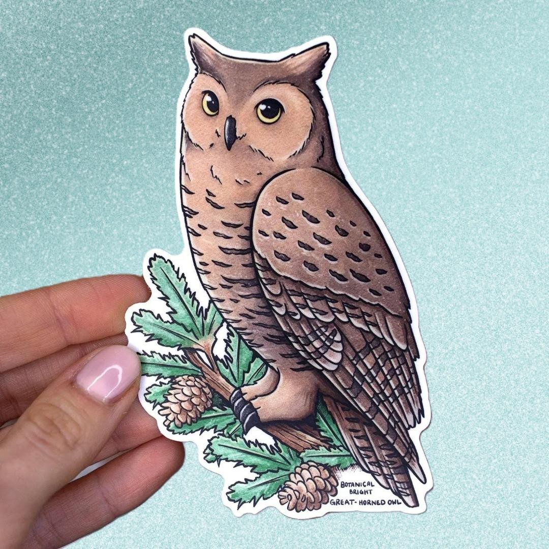Great Horned Owl Sticker – Waterproof Vinyl Wildlife & Nature Decal