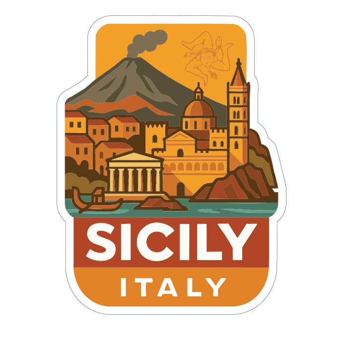 Sicily Italy Sticker Decal Vinyl Die-Cut City Skyline Landmark Design