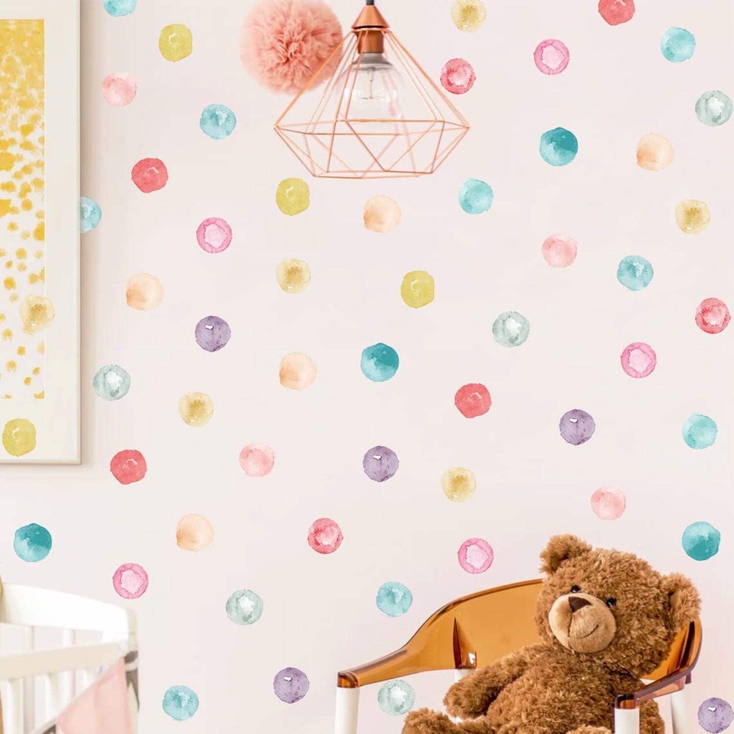 Polka Dot Wall Decals Removable Watercolor Colorful Wall Sticker for Kids Bab…
