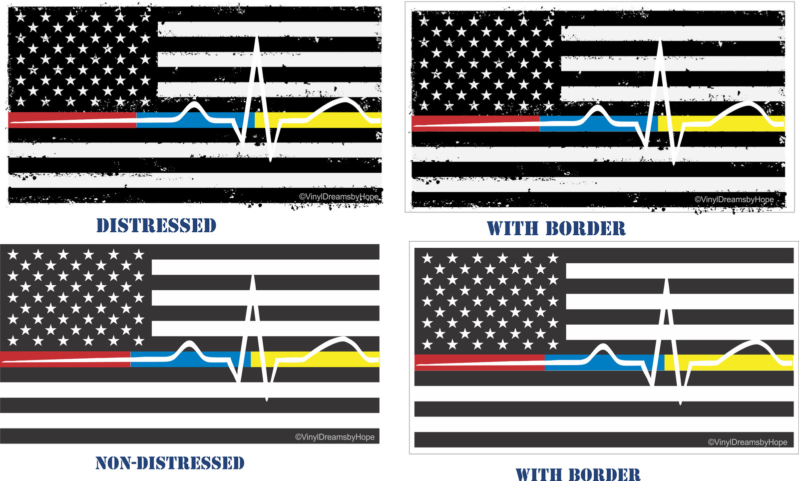 Back The Red & Blue & Yellow decal – Thin Blue/Red/Yellow Line flag EMS