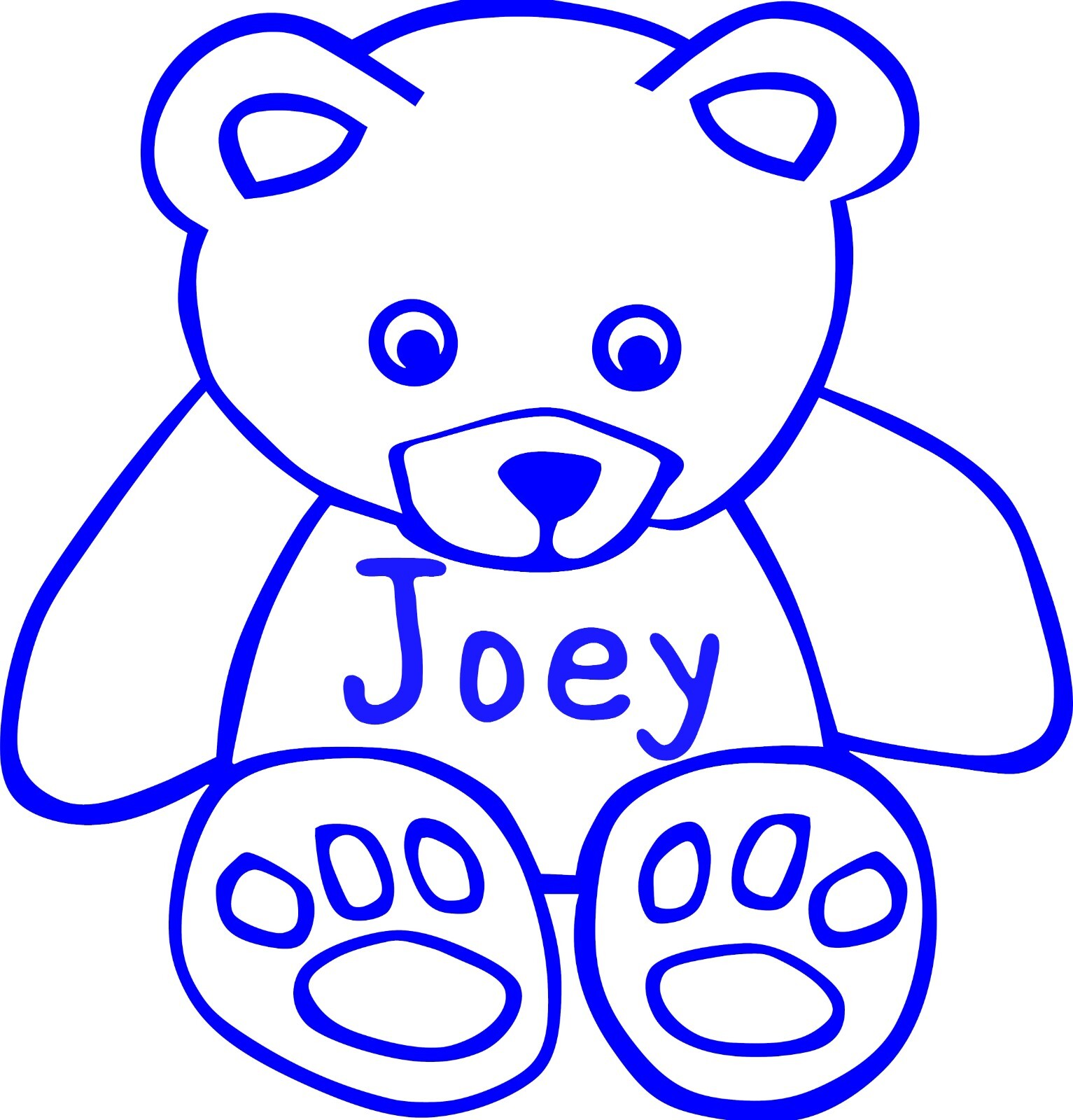 Teddy Bear Decal -w/ your choice of name on it and color 5.7"h x 5.5"w