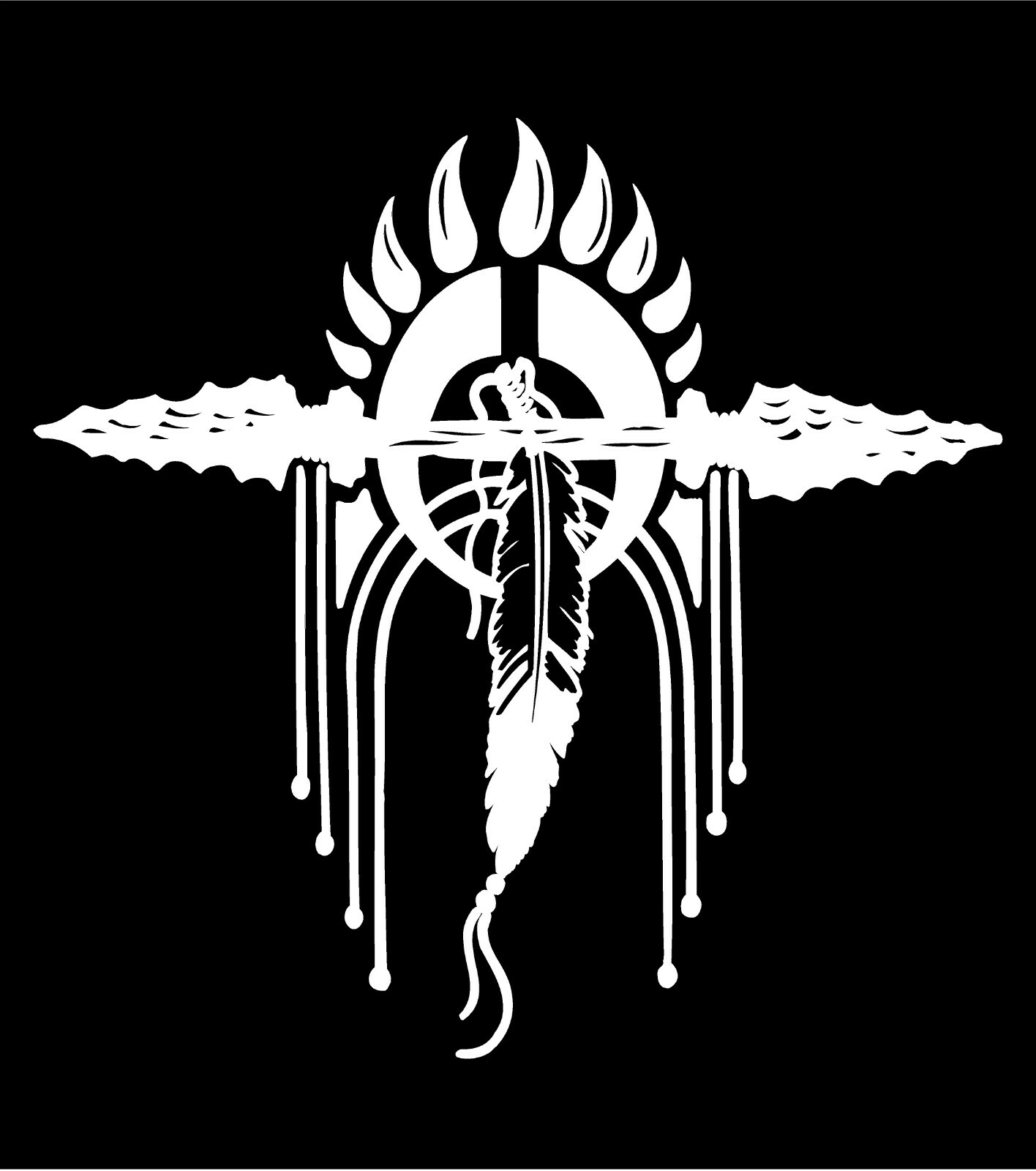 Southwestern Crest Decal Feathers Indian Spirit car window vinyl sticker