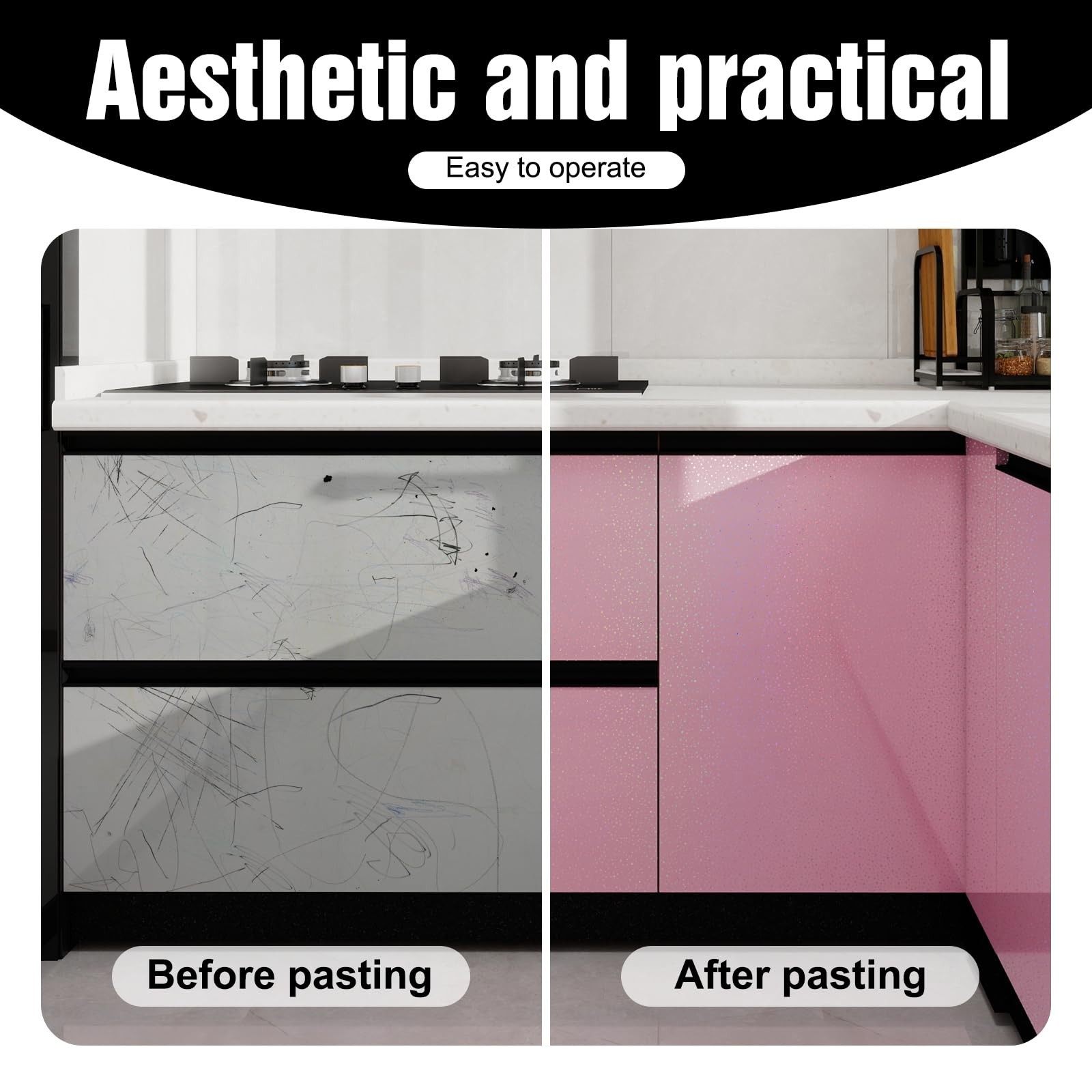 Pink Contact Paper with Holographic Glitter – 15.7”x78” Peel and Sti