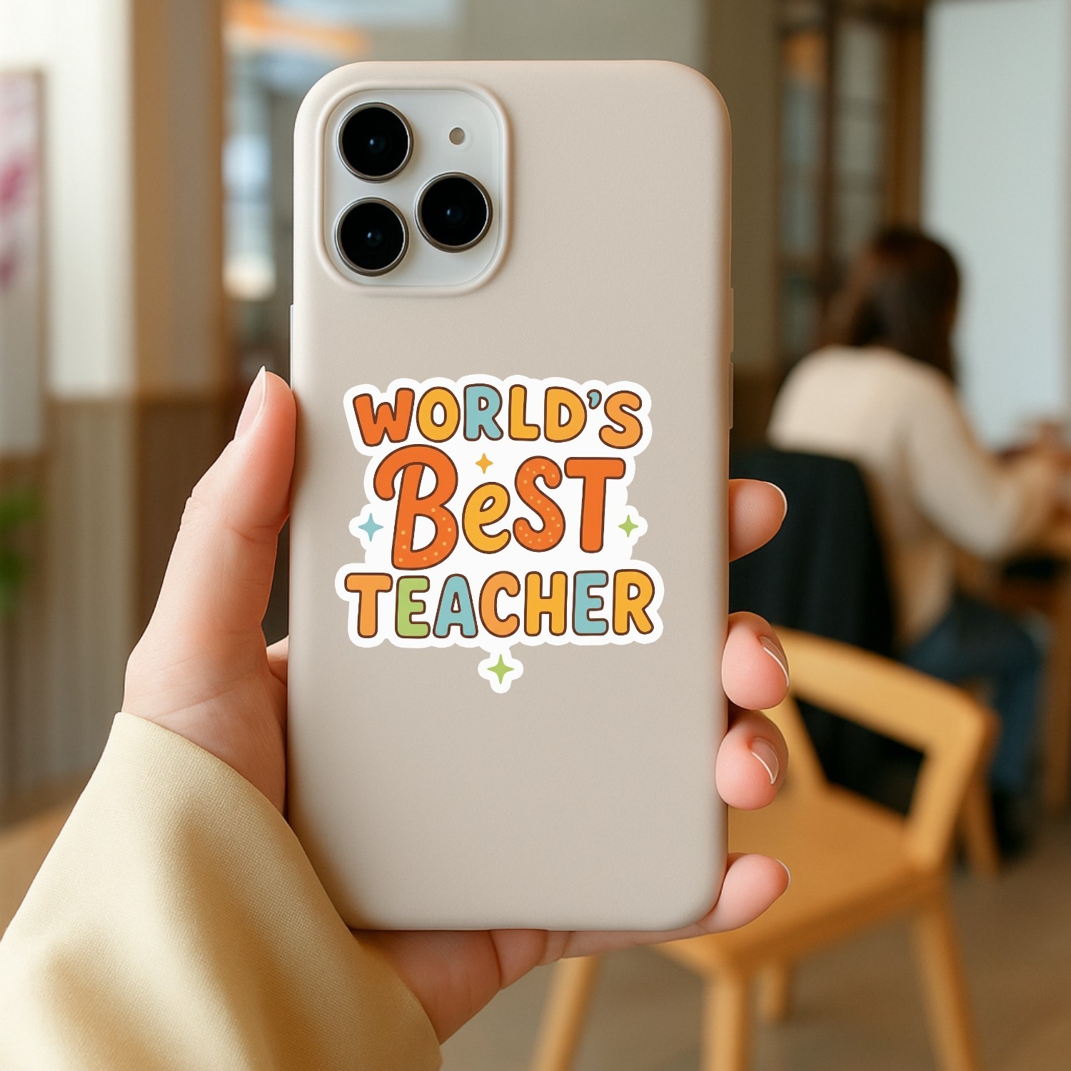 4Pcs World’s Best Teacher Stickers – Cute Teacher Appreciation Vinyl Decals