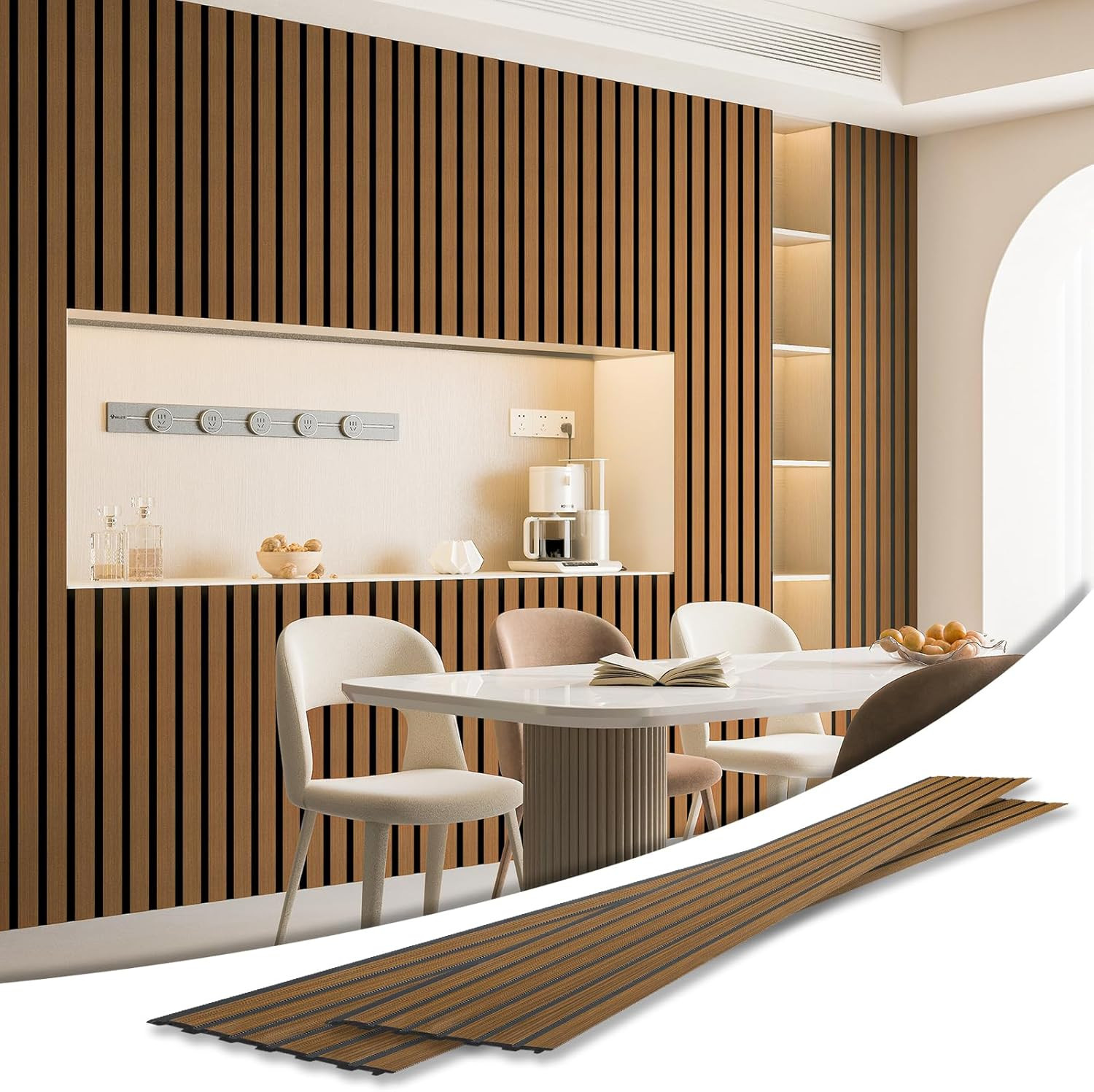 4-Pack Glue-On Six-Grid Wainscoting Panel for Interior Wall Decor – 104 X 12 Inc