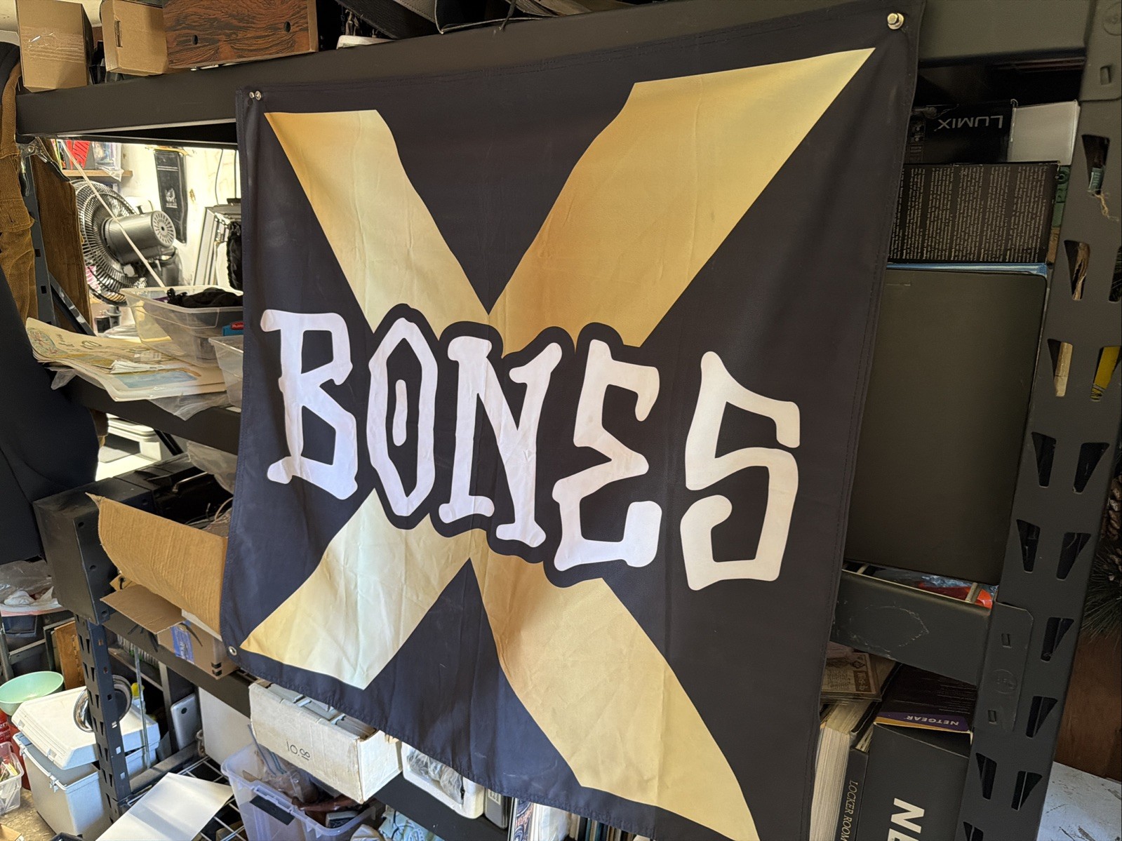 Bones Wheels Banner Black White Gold 36 x 34