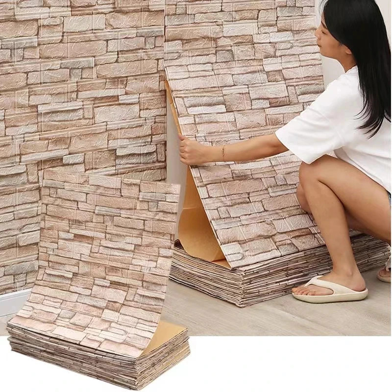 3D Brick Wallpaper Self-Adhesive Waterproof Wall Sticker Home Decor Roll