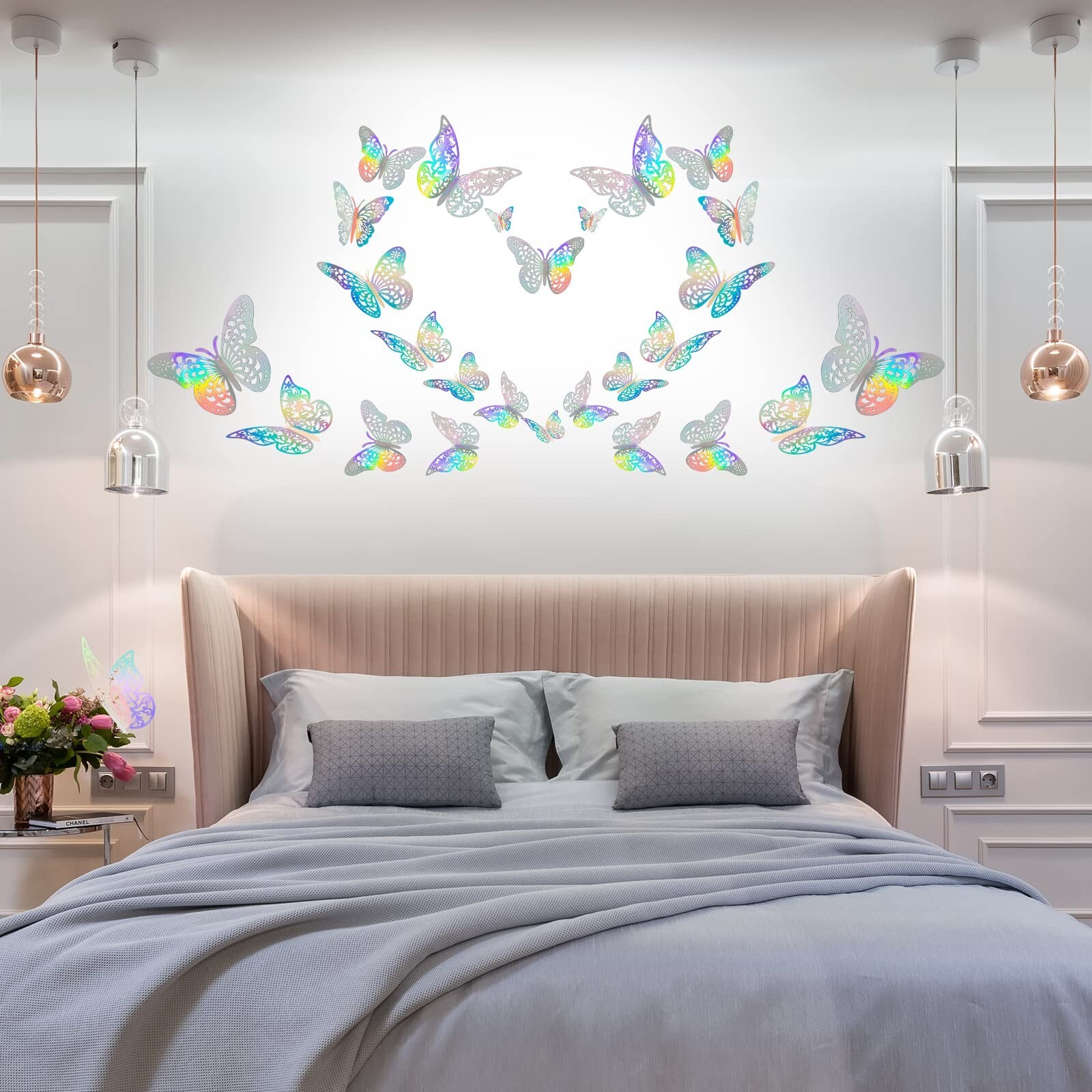 72 Pcs 3D Butterfly Wall Decor Stickers, 3 Styles 3 Sizes Silver Butterfly De…
