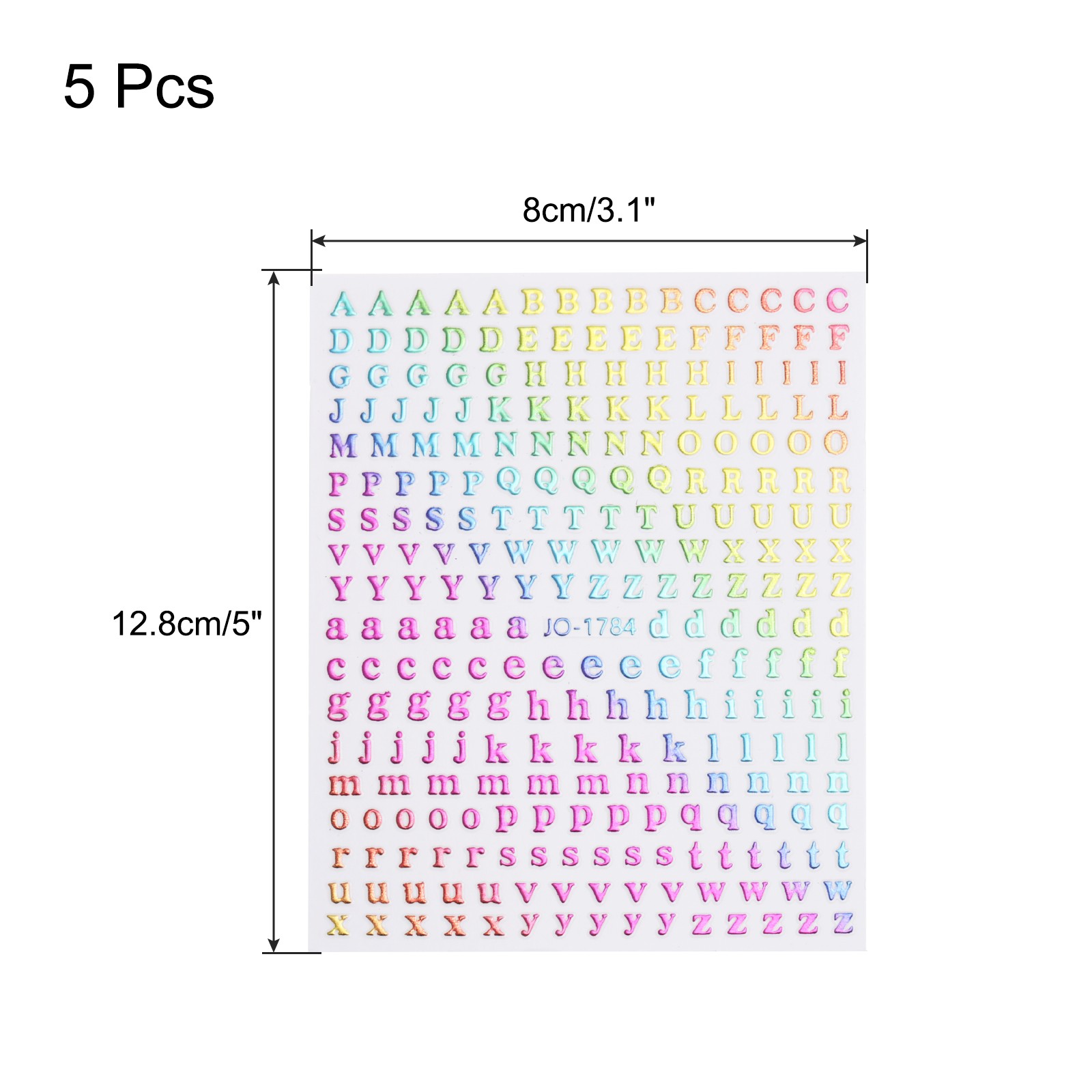5 Sheets Letter Nail Stickers Self-Adhesive Alphabet Nail Stickers DIY Rainbow