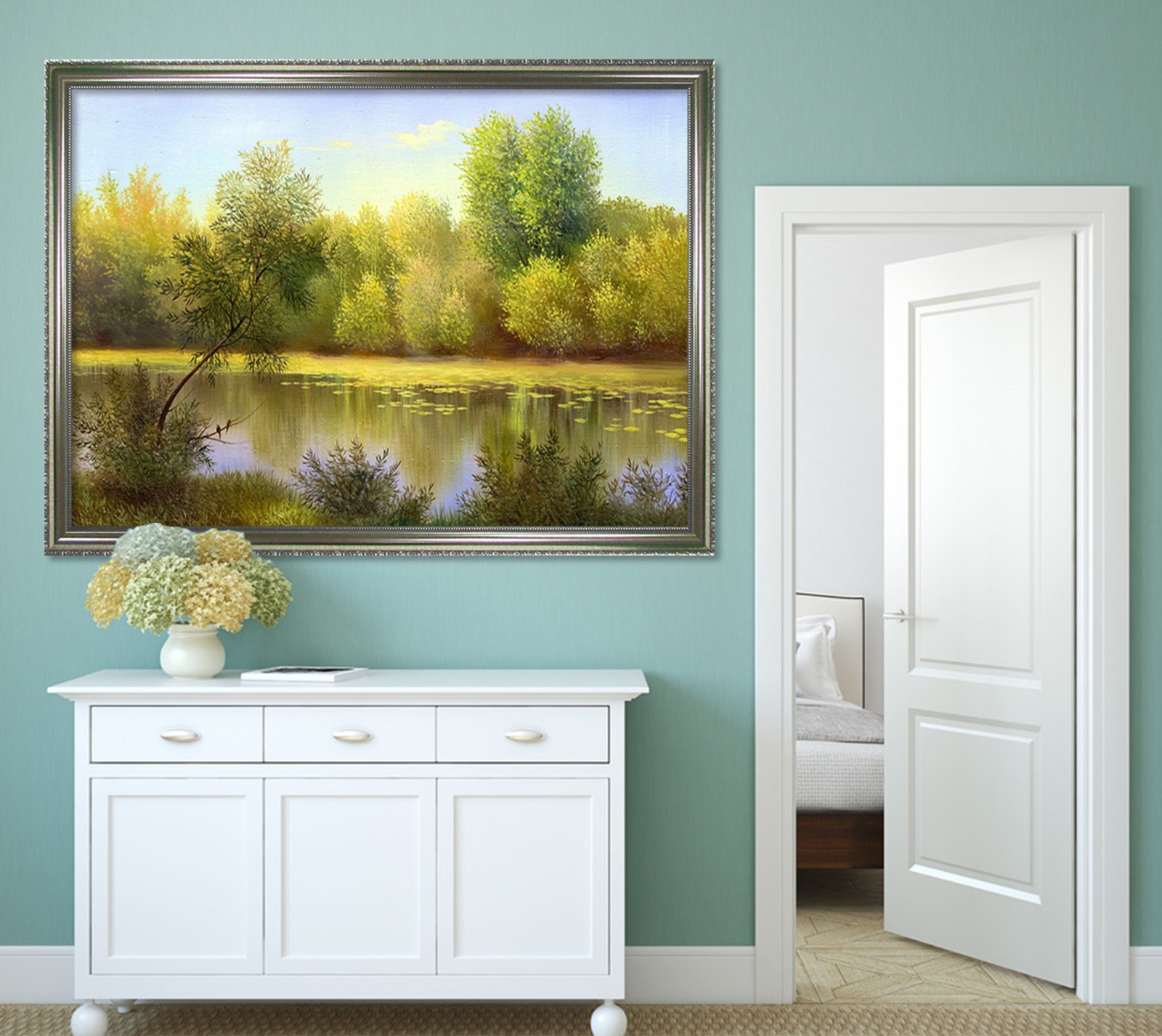 3D Green River 4 Fake Framed Poster Home Decor Print Painting Unique Art Summer