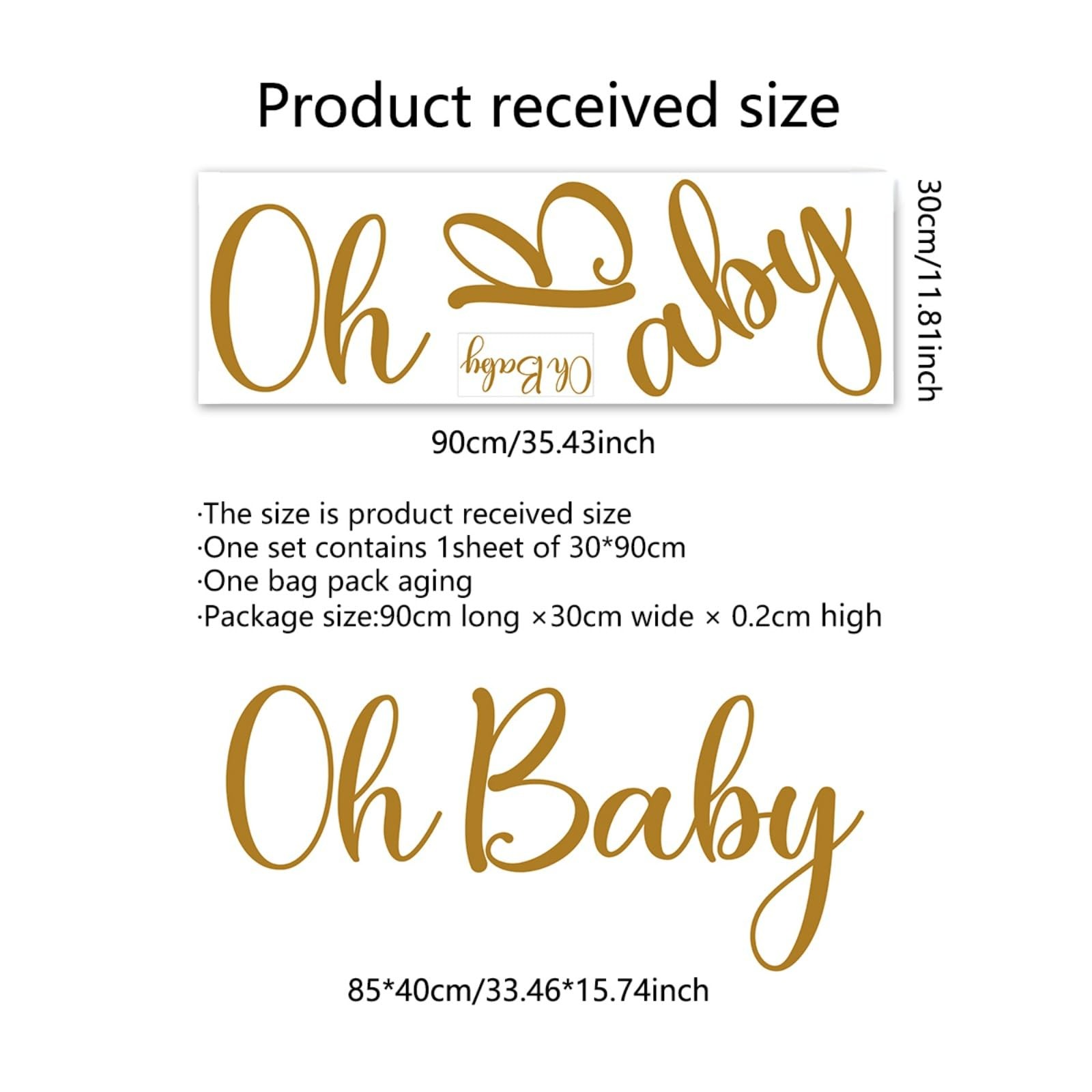 Oh Baby Decal Sign for Backdrop Boy Girl Neutral Gender Reveal Decor Large St…