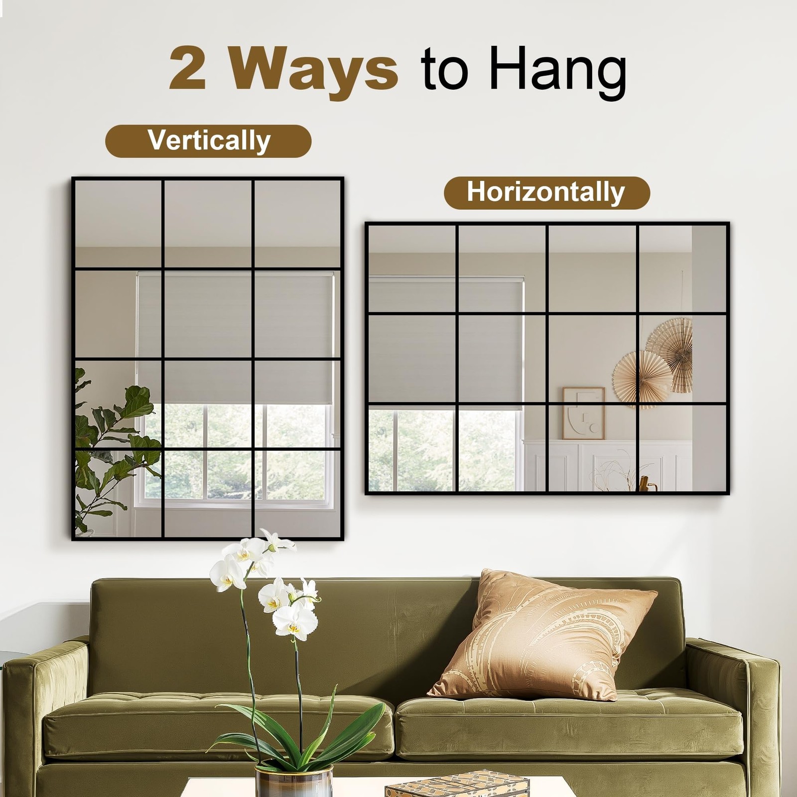Window Mirrors for Wall Decor, Wall Mirrors Decorative Window Pane 30 x 40, R…