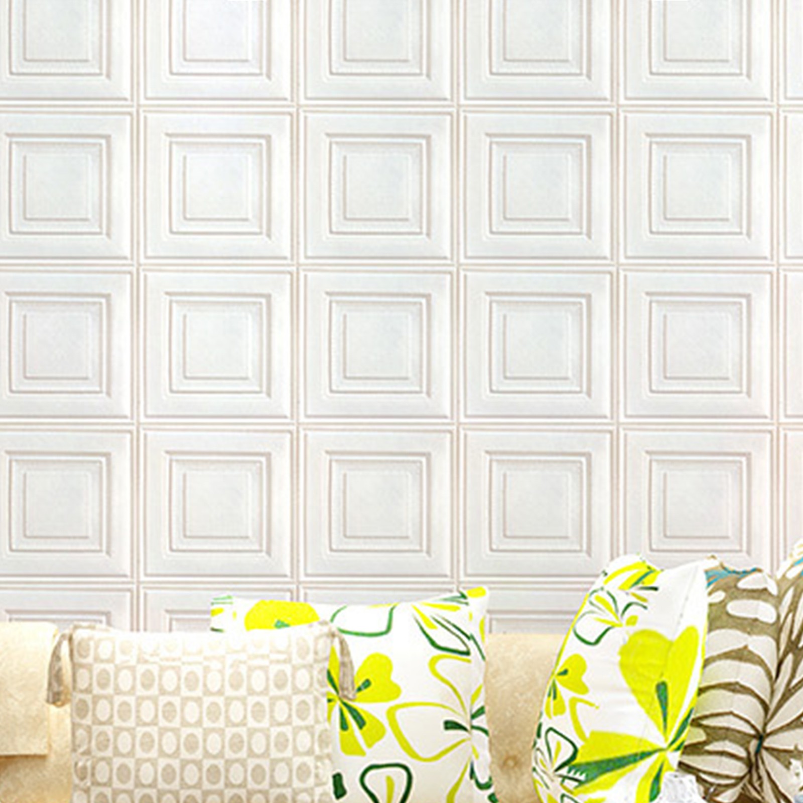 48PCS 3D Tile Wall Sticker Self Adhesive Waterproof Foam Panel Wallpapers DIY