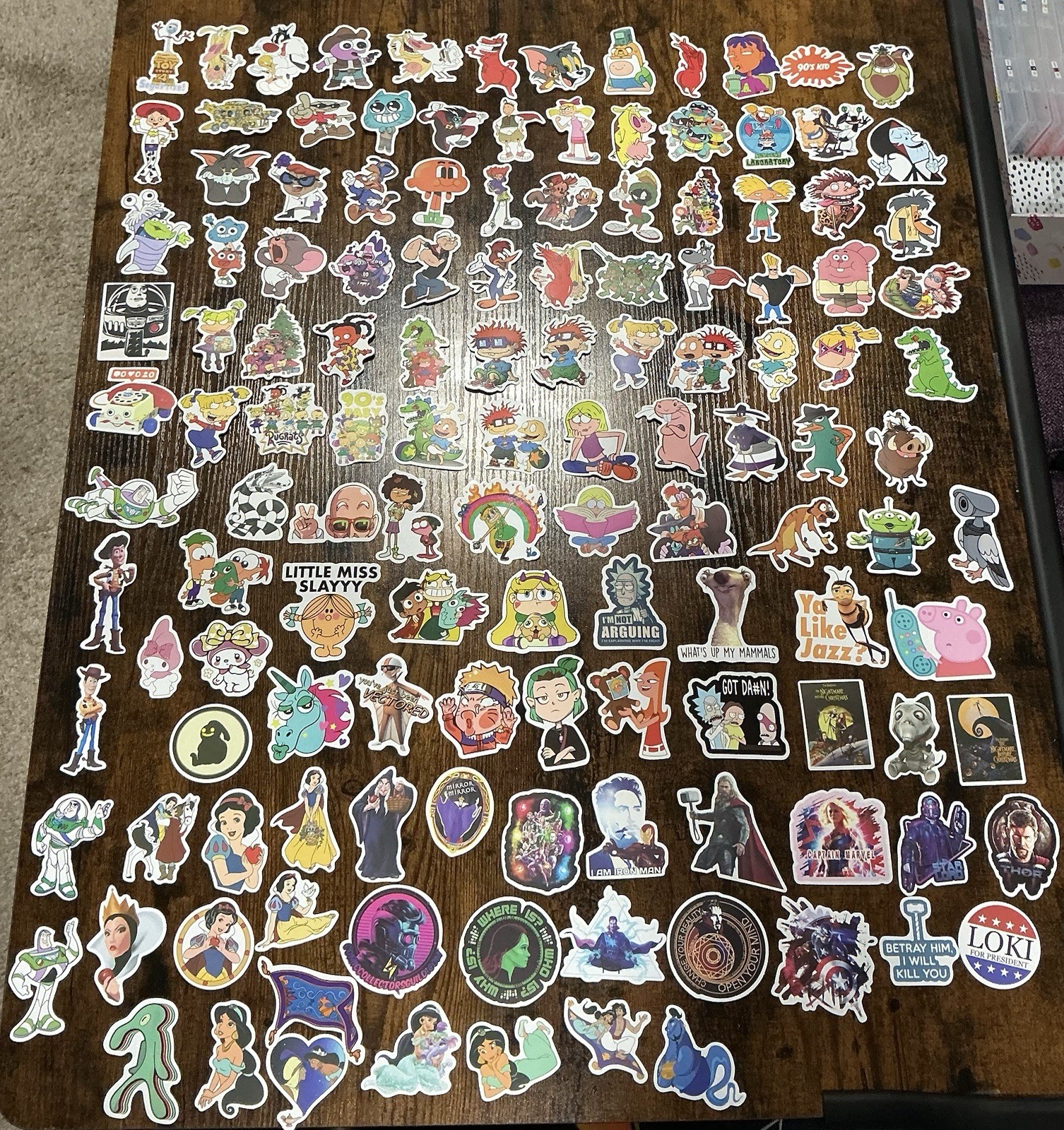 10 PCs Random 90s Kids Nostalgia Cartoon Stickers Nickelodeon Disney Marvel