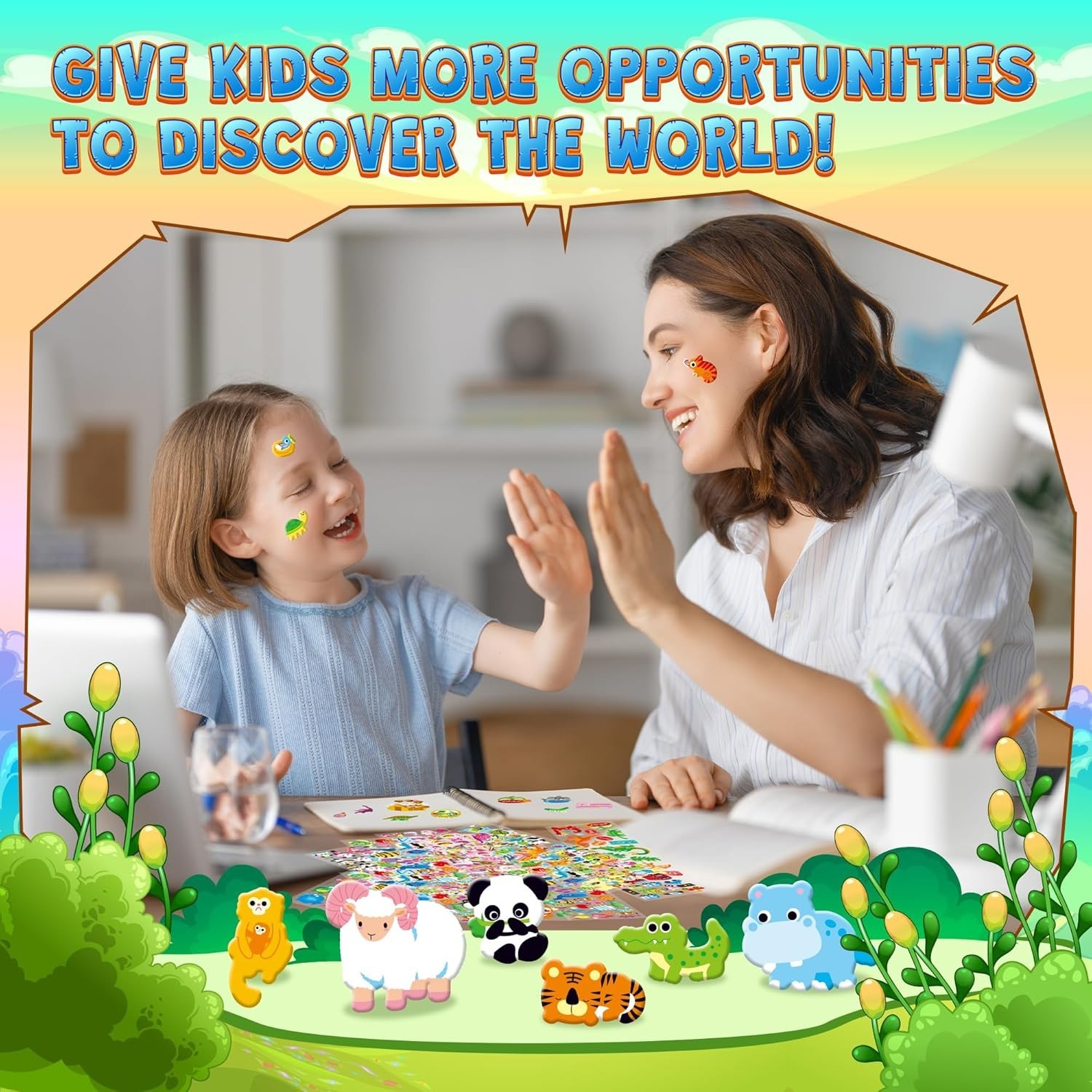 3200+ Kids 3D Puffy Stickers | 64 Sheets Cute Animal Reward Stickers