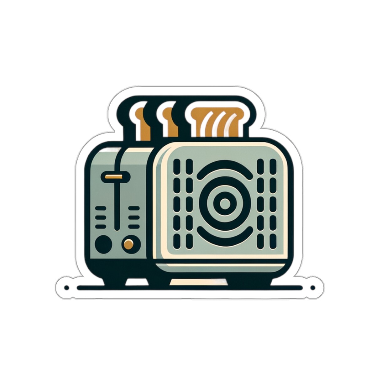 Sticker Mid-Century Toaster Artwork Retro Futuristic Food Lover 2×2 3×3 4×4 6×6