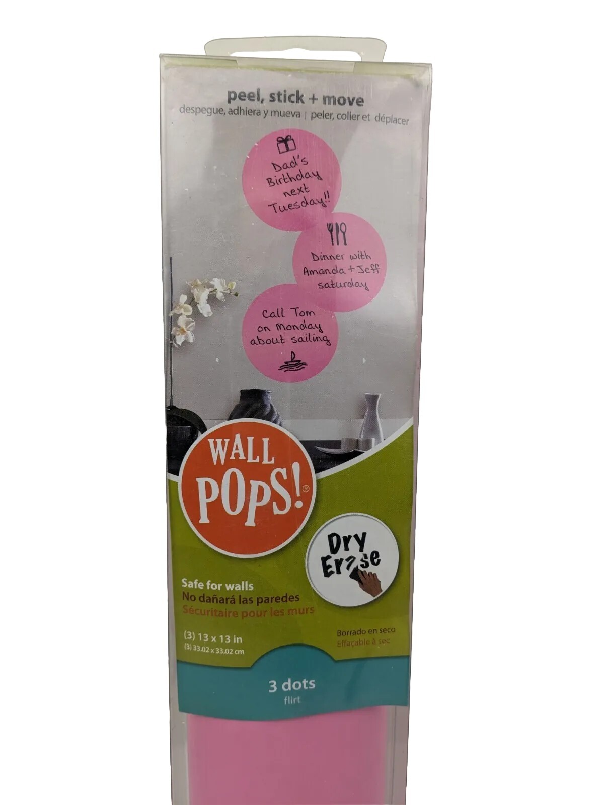 WallPops 13 in. x 13 in. Pink Flirt Dots Dry Erase Memo Board Model # WPE93962