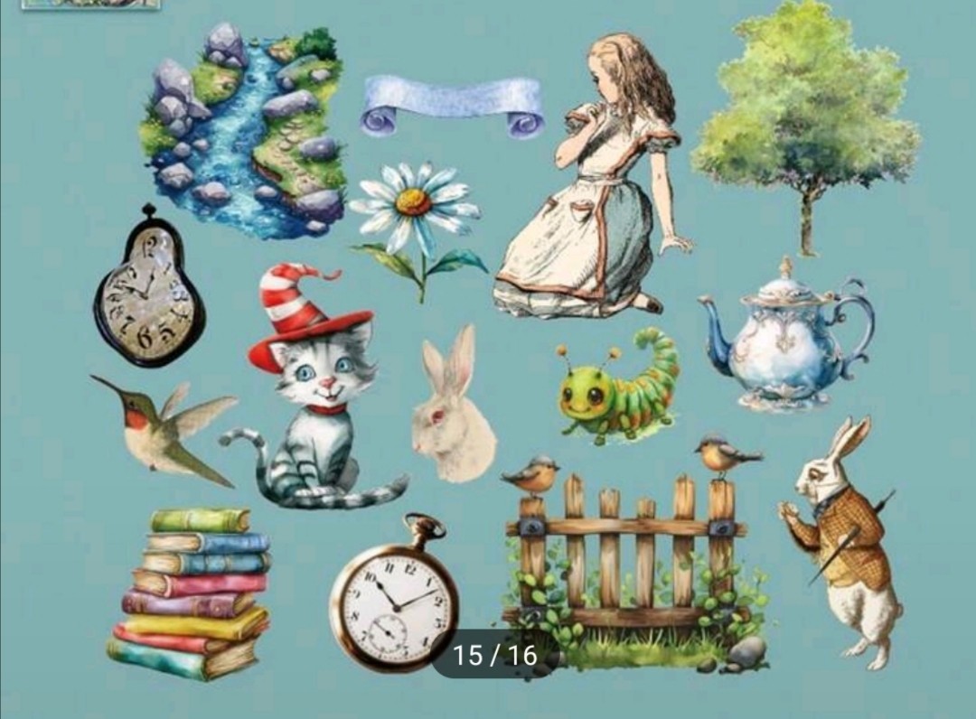 20 PCS Alice In Wonderland (Unofficial) PET Stickers BRAND NEW
