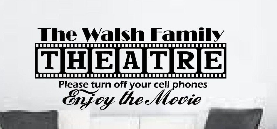 Cinema Theatre customized sign home movie theater vinyl wall decor mural decal