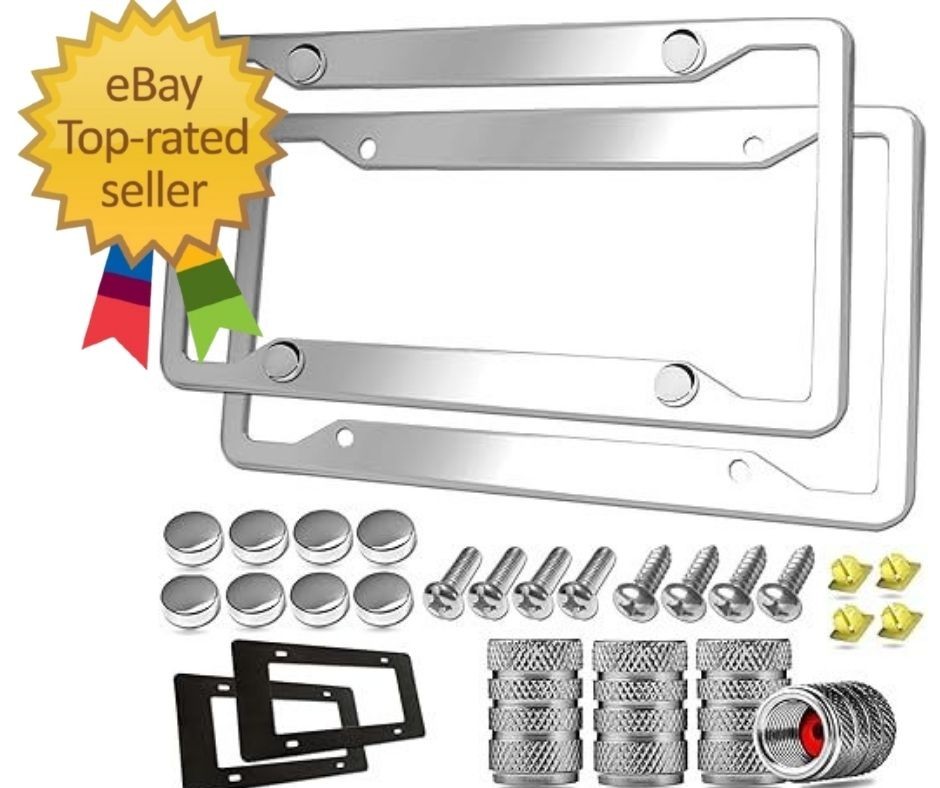 Stainless Steel License Plate Frame- 2 Pack License Plate Holder, with Screws, C