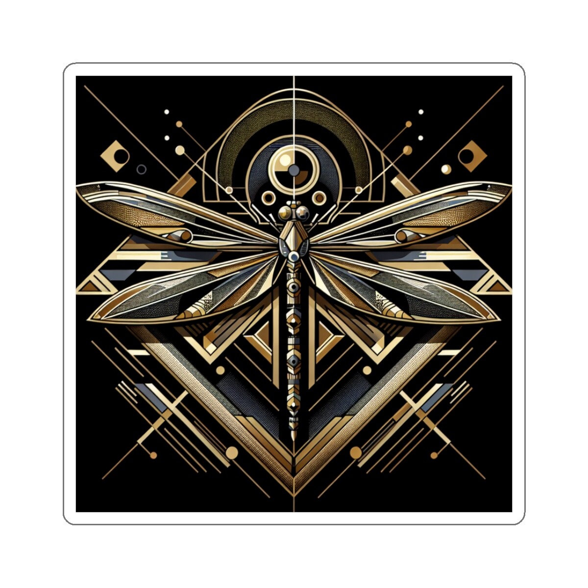 Sticker Art Deco Dragonfly Geometric Print Elegant Nature 2×2" 3×3" 4×4" 6×6"